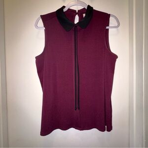 Elle Burgundy Blouse with Black Collar